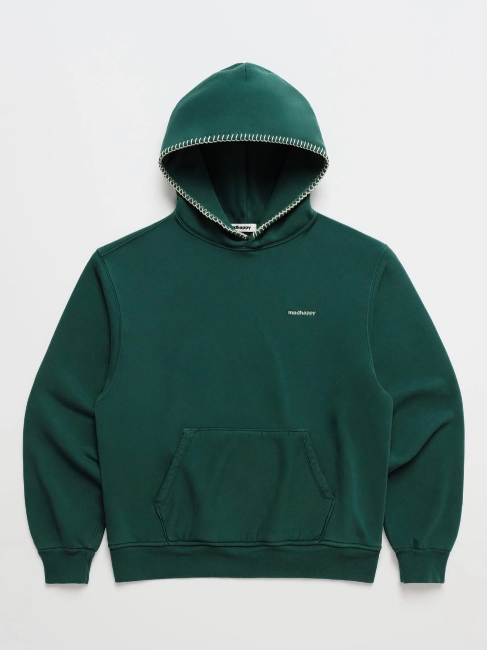 Madhappy Deep Green Hooded Sweatshirt with Contrast Stitching